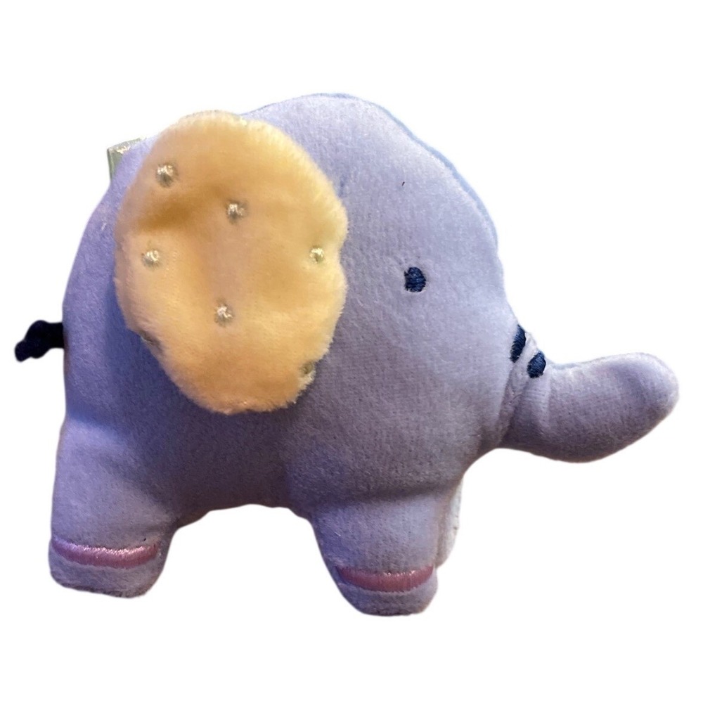 Carters Just One Year Blue Yellow Elephant Plush Baby Lovey Crib Toy Mini 4.5"